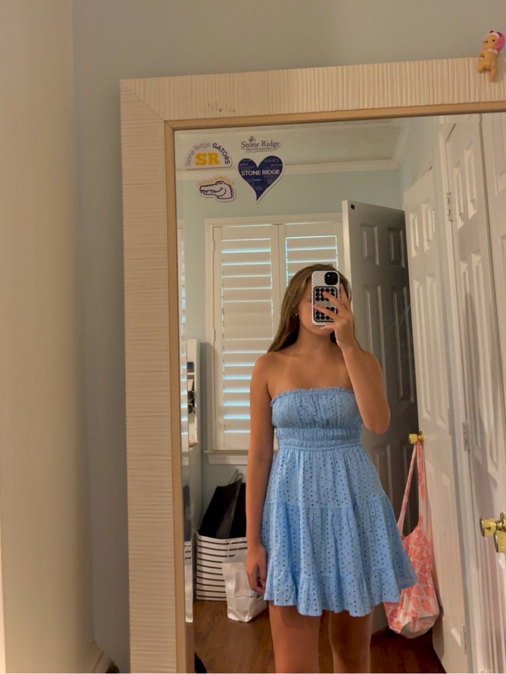 Sky to the Moon blue strapless mini dress
